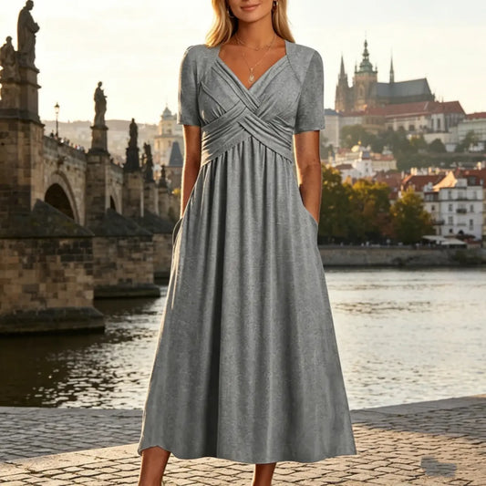 S-3XL【Płatność przy odbiorze】Czysta bawełna, wygodna, nowoczesna, swobodna sukienka midi