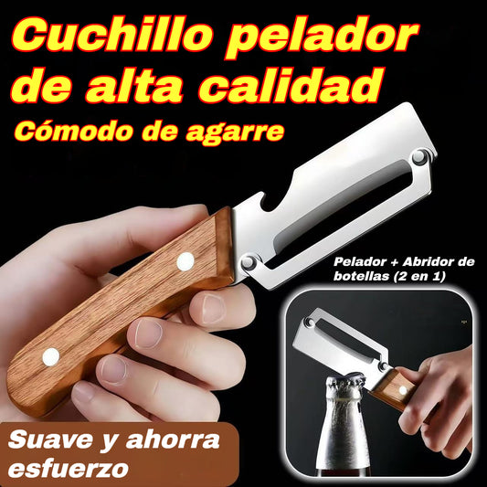 🔥【 ¡Pelador + Abridor de Botellas en Uno!】Pelador de acero inoxidable engrosado para uso en la cocina.