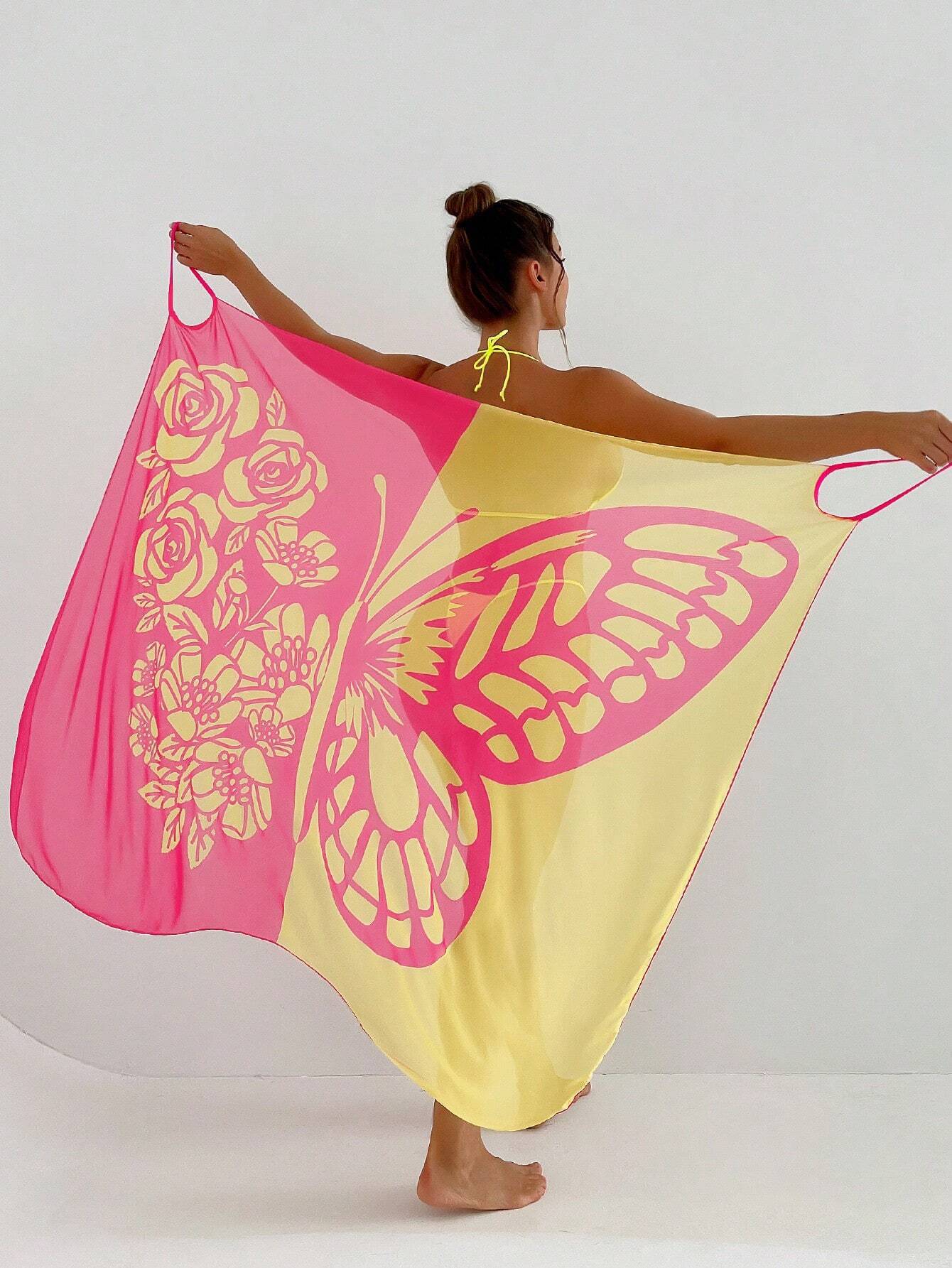 S-XL 🦋🦋 Šatový plážový opalovací krém s potiskem motýlů