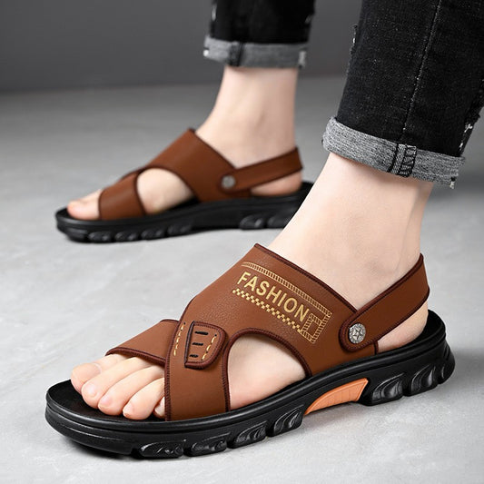 【38-44】Sandale de vară pentru bărbați, din piele, moi, confortabile, casual, sandale de plajă