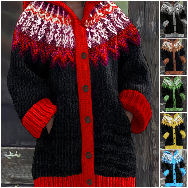 【S~5XL】✨Elegantná retro potlačená farebná bunda s kapucňou