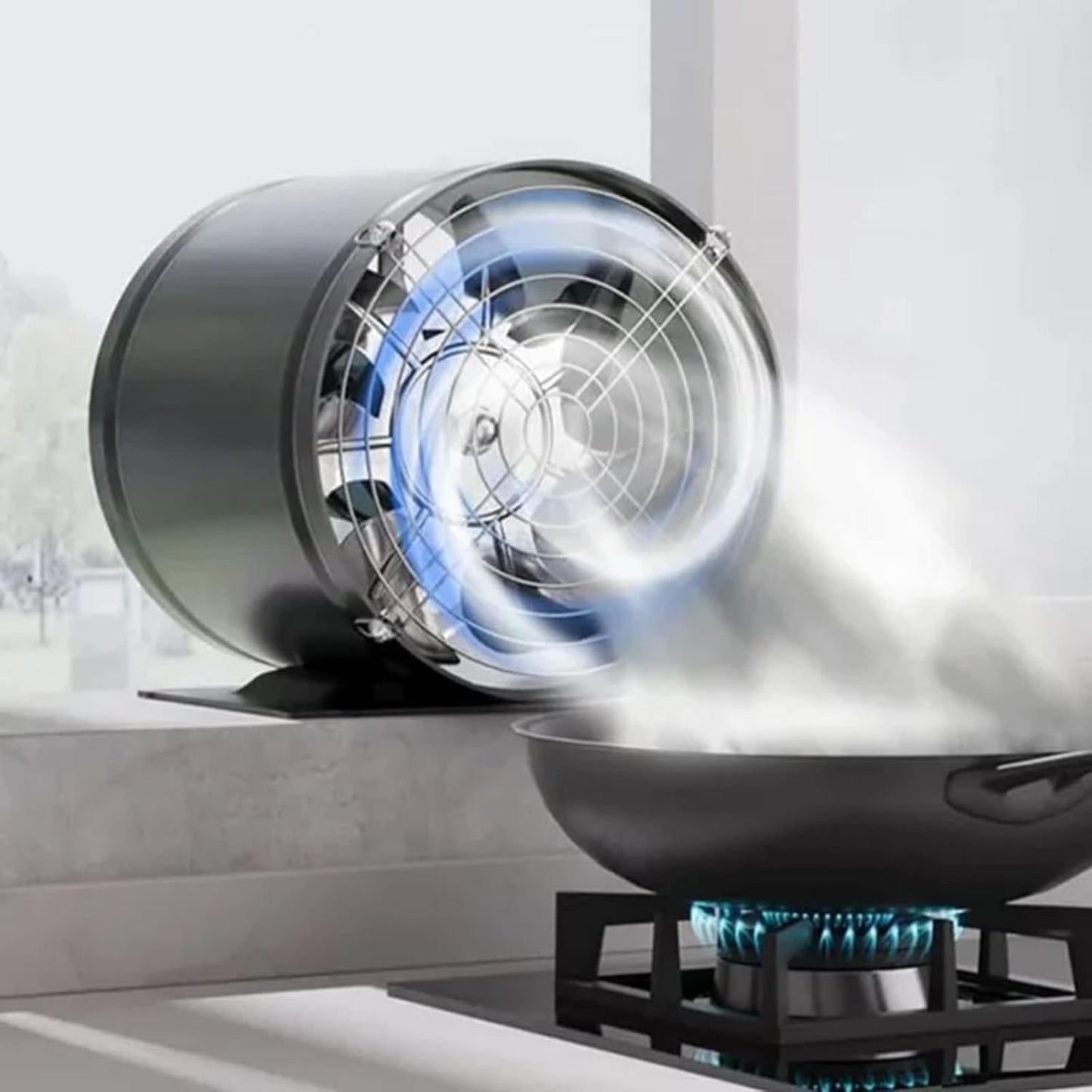 🔥 Okrúhly potrubný odsávací ventilátor, Výkonný okrúhly valcový kuchynský odsávací ventilátor
