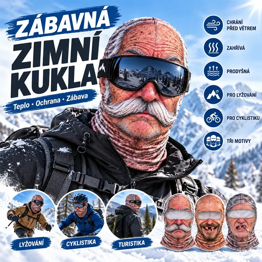 🔥1 kusy 540Kč😎3D zábavná a teplá obličejová maska pro zimní outdoorové sporty