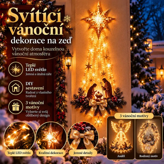💡✨Světelná nástěnná dekorace s vánoční scénou