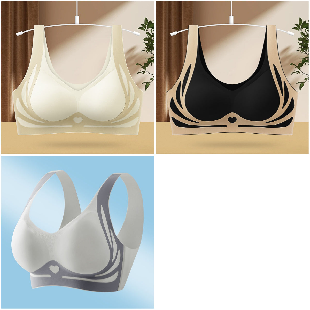 😍【Balení 3 kusů】M-4XL, Dámská sportovní podprsenka pro plnoštíhlé ❤️【40-85 kg】
