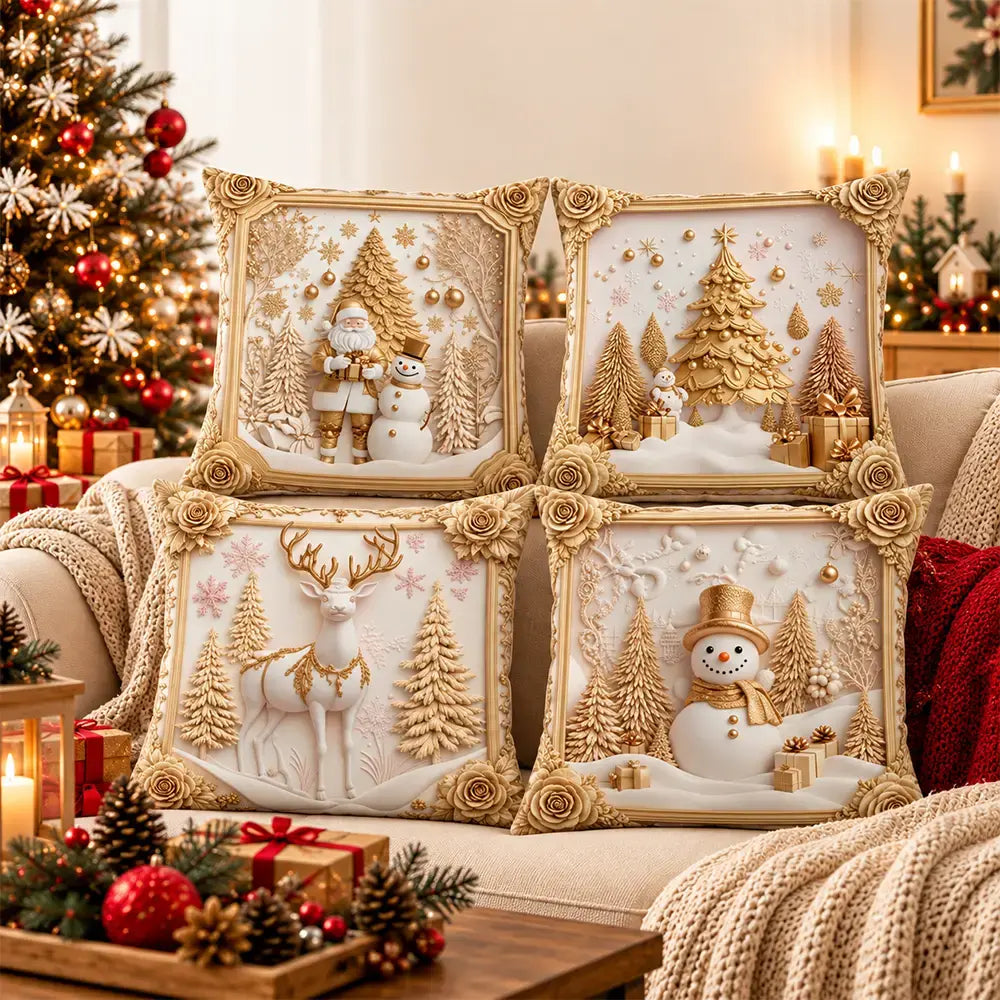 🎄 Vánoční povlaky na polštáře (sada 4 kusů) · Dodejte svému domovu bohatou sváteční atmosféru