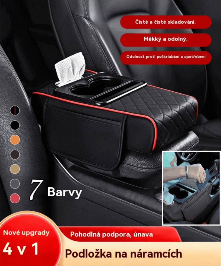 🔥💥🚗Univerzální úložný box do auta s levými a pravými bočními kapsami, úložná rohožka ve středové loketní opěrce