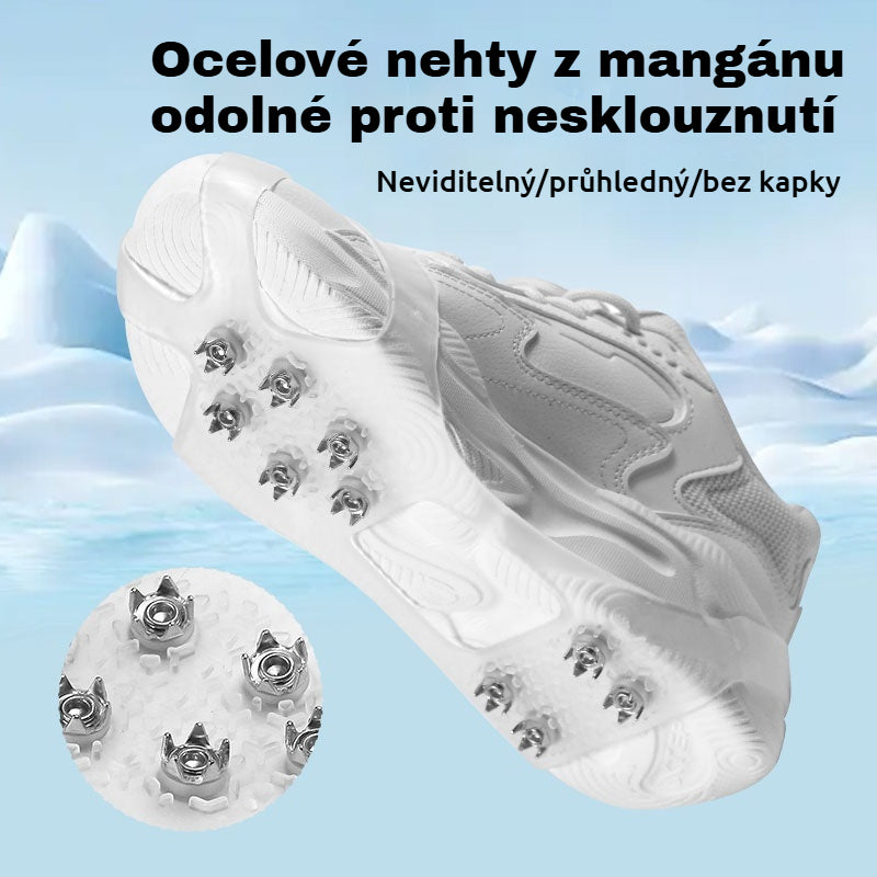 👴🚶🏔️Kupte 2 a dostanete 2 zdarma🔥Neviditelné 5zubé protiskluzové návleky na mačky, průhledné venkovní návleky na sněhovou turistiku, horolezectví, horolezectví, zimní ledový povrch, nezbytný pro seniory.