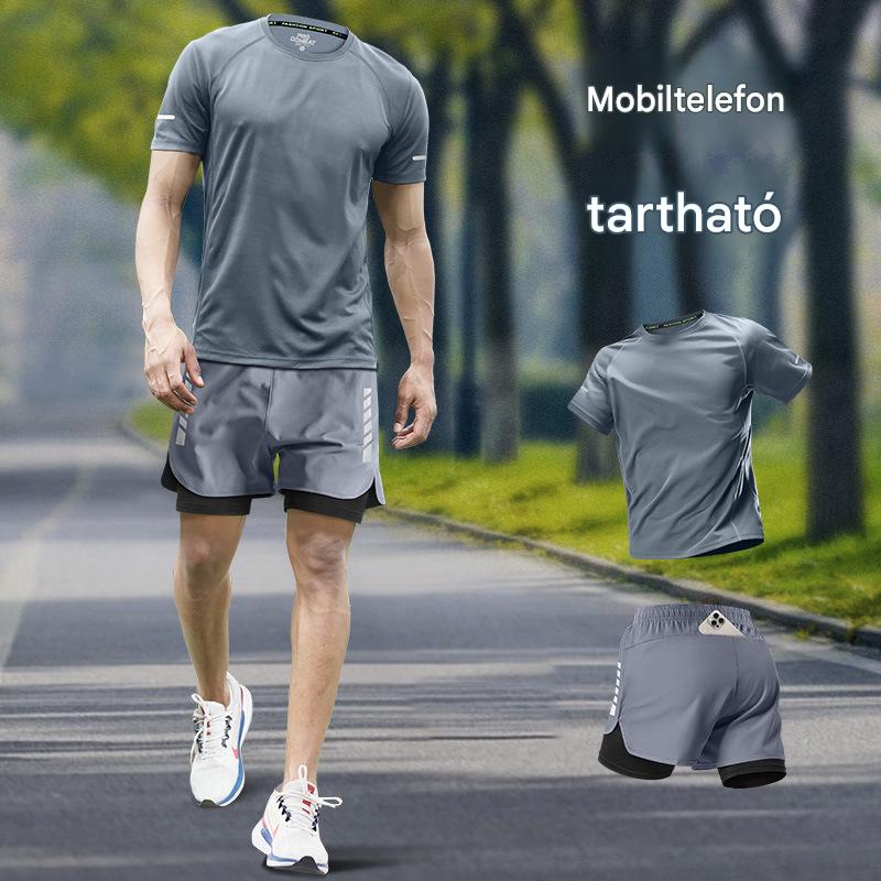 M-5XL méretek, Férfi futóruha, jégselyemből készült, gyorsan száradó edzőruha