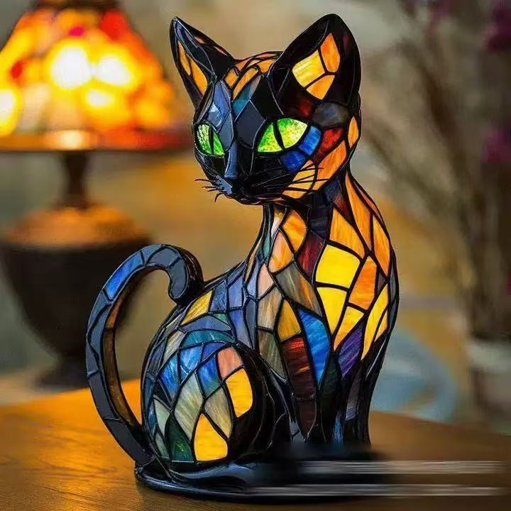 🐱🐶Živicové ozdoby, LED nočné svetlo, umenie, soška zvieraťa, kreatívna dekorácia do kancelárie, domova, vypínač s USB zásuvkou