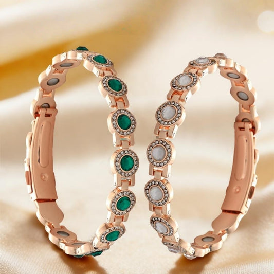 ✨ Pulsera magnética de aleación de lujo con estilo, pulsera magnética de circonita de cobre puro