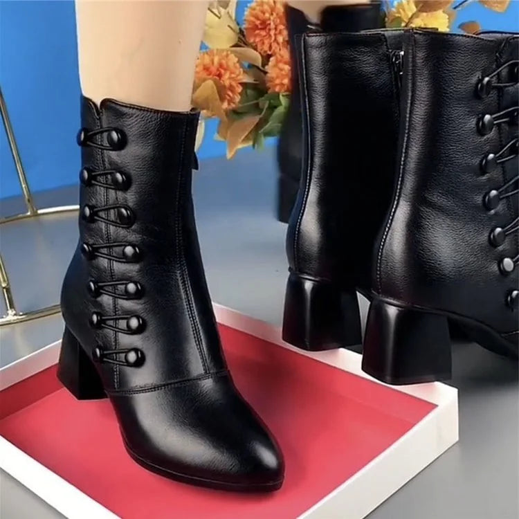 【35-42】🔥Dámske zateplené kožené členkové topánky s bočnou prackou