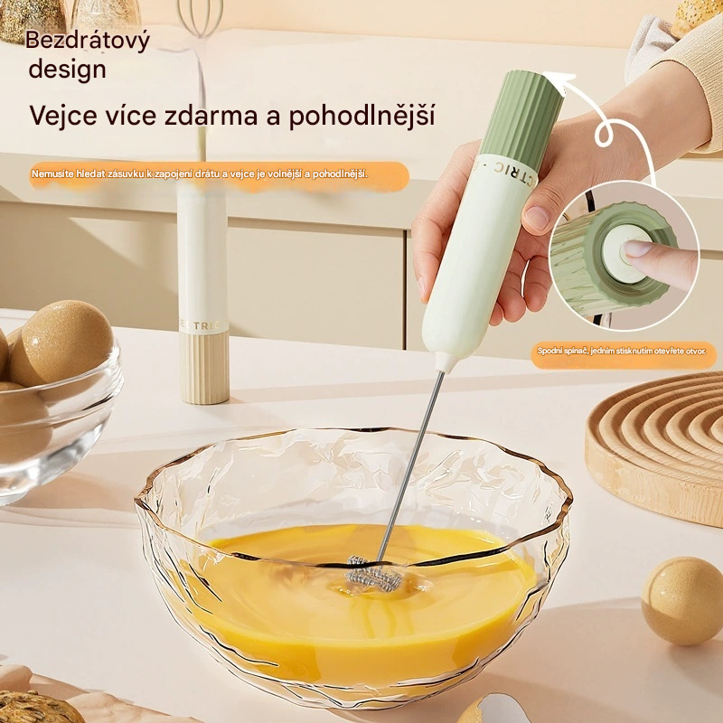 🥚 Bezdrátový mini ruční mixér – během několika sekund vyšlehá vejce a napění mléko