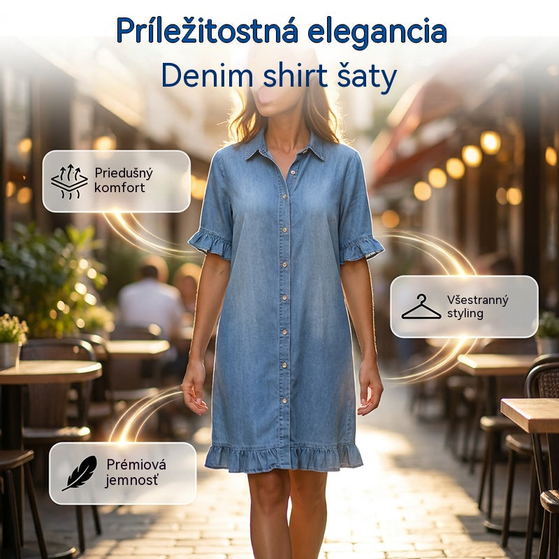 ✨Doprava zdarma【S-3XL】Lehké letní módní džínové šaty, prodyšné a pohodlné.