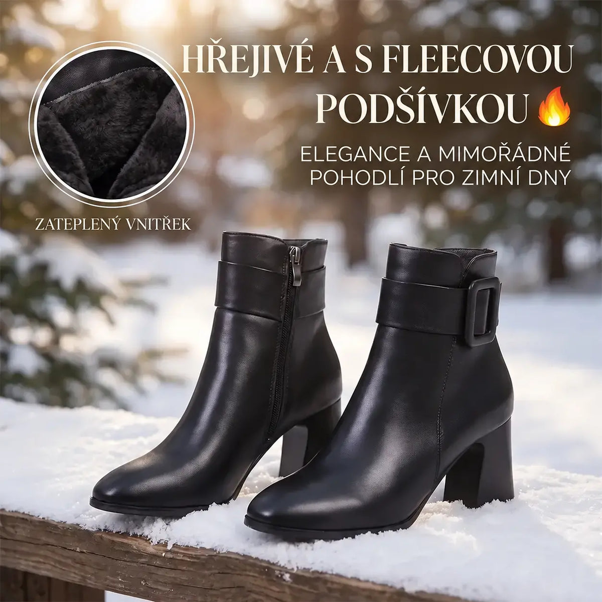 【35-40】Nowe, jesienno-zimowe, damskie, skórzane, ciepłe, pluszowe buty na wysokim obcasie