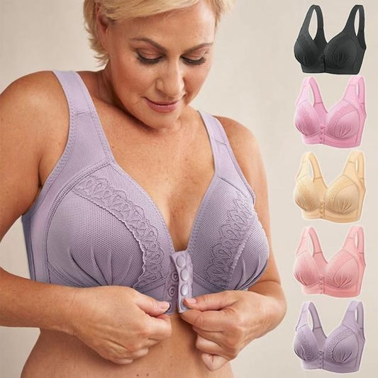 S-9XL 💟【3 kusů】✨✨Velká podprsenka s předním zapínáním, Pohodlná Prodyšná Podprsenka