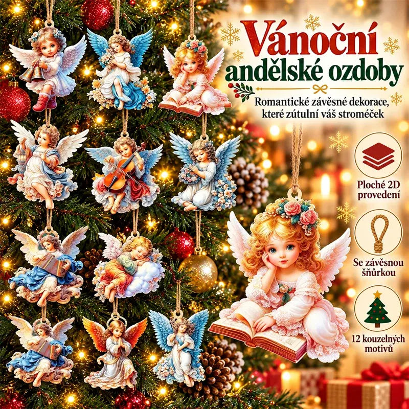 🎁Jedna sada o 24 kusech stojí 520 Kč👼Dřevěné dvourozměrné vánoční ozdoby ve viktoriánském stylu ve tvaru andělů