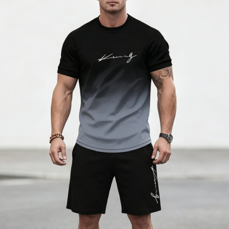 Velikosti S-3XL ✨👕👖【Platba na dobírku】Pánská sportovní souprava, tričko + kraťasy.