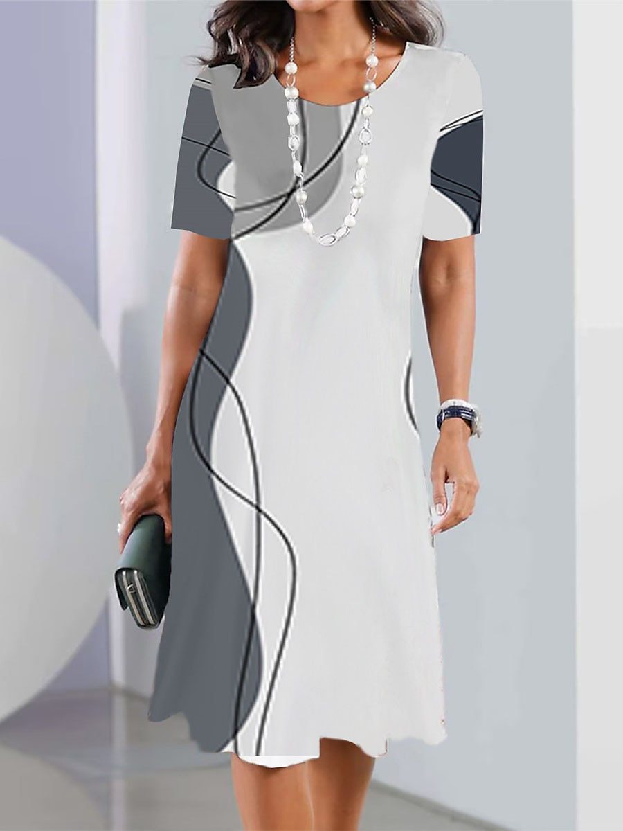 👗【XS-5XL】Sexy šaty 2026 s potiskem a kulatým výstřihem pro ženy