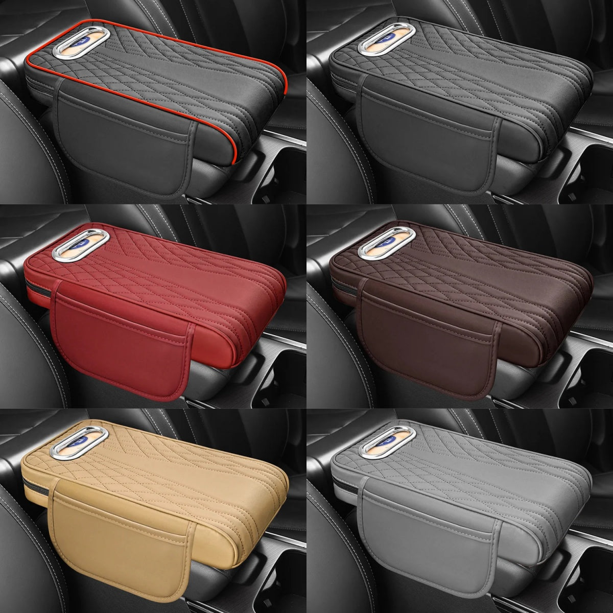 Multifunkční kožená loketní opěrka do auta tři v jednom
