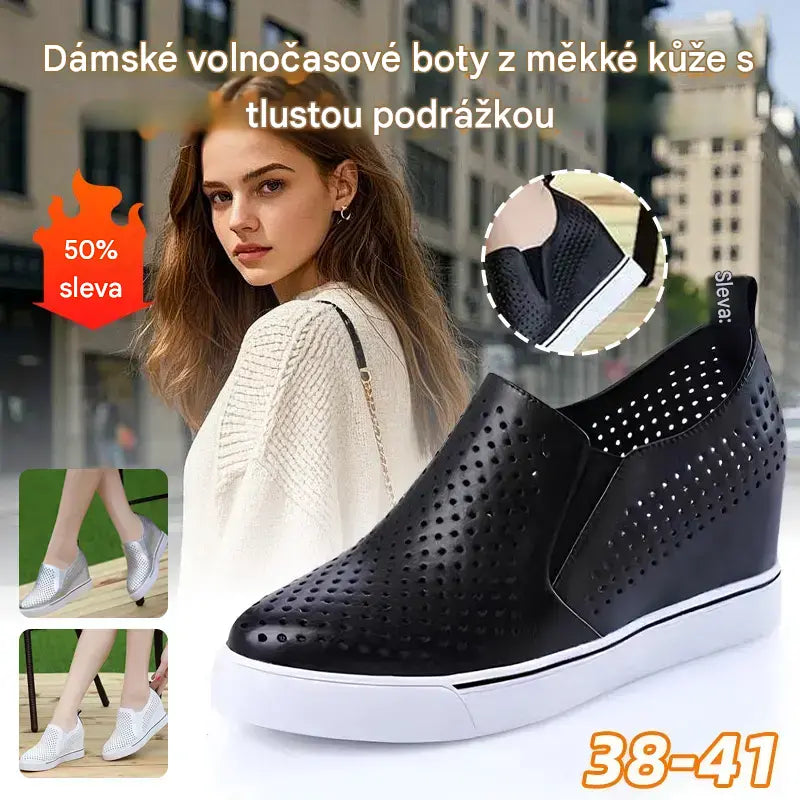 🔥【34-41】🔥Léto 2026 Dámská volnočasová obuv z měkké kůže s tlustou podrážkou