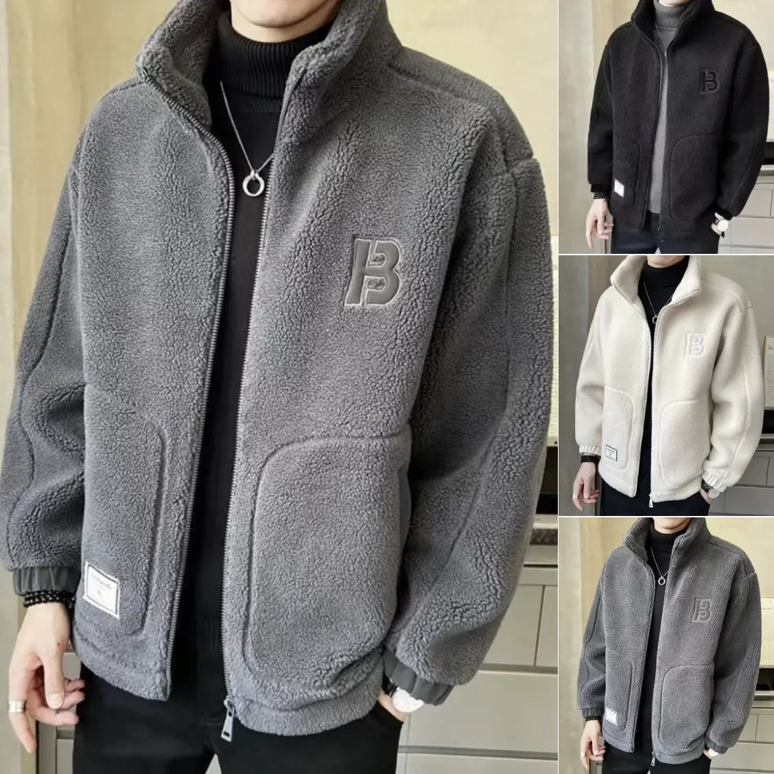 ⛄【L-6XL】Chaqueta de forro polar de invierno, abrigo de algodón, abrigo acolchado de lana de oveja, abrigo cálido