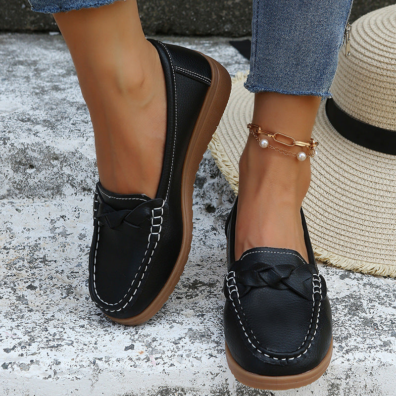 【35-43】Zapatos casuales de mujer de color liso y suela blanda.