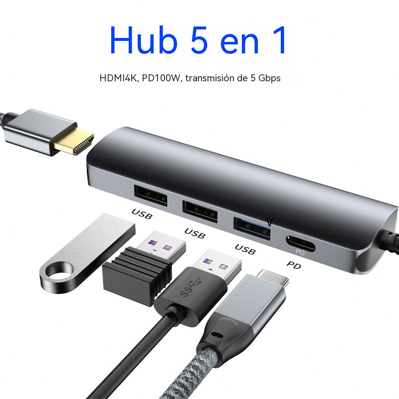 🔌✨ Přenosný USB-C hub 5 v 1 s 4K HDMI výstupem 🎥💻