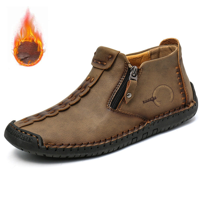 👞💥【38-48 номер】Мъжки зимни обувки с пухена подплата и цип – топли, удобни и модерни за студените дни