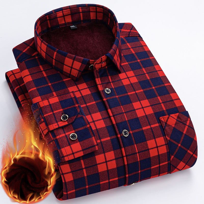 👔【Velikosti L–5XL】Nová pánská termo košile s oboustranným flísem na podzim a zimu – moderní a univerzální.