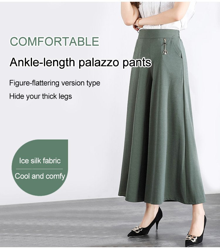 💞【M-5XL】Dámské letní kalhoty volného střihu pro větší velikosti – kalhoty Ice Silk
