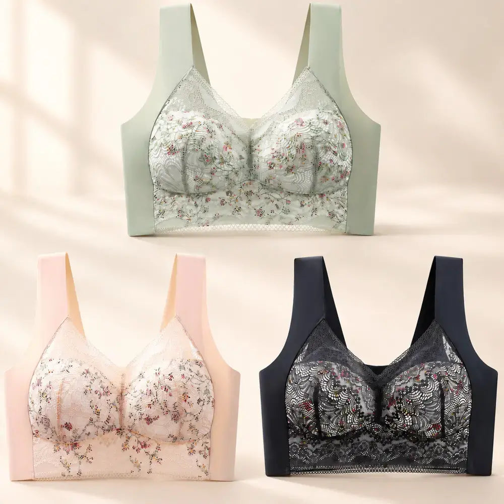 M-5XL🔥3 kusy 620Kč👙Dámská bezešvá push-up tenká podprsenka bez kostic proti povisání