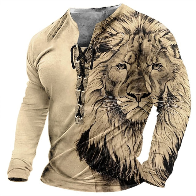 【Novinka】🦁🦁 Pánské ležérní tričko s 3D potiskem