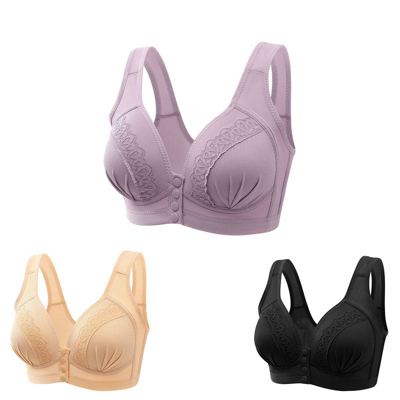 S-9XL 💟【3 kusů】✨✨Velká podprsenka s předním zapínáním, Pohodlná Prodyšná Podprsenka
