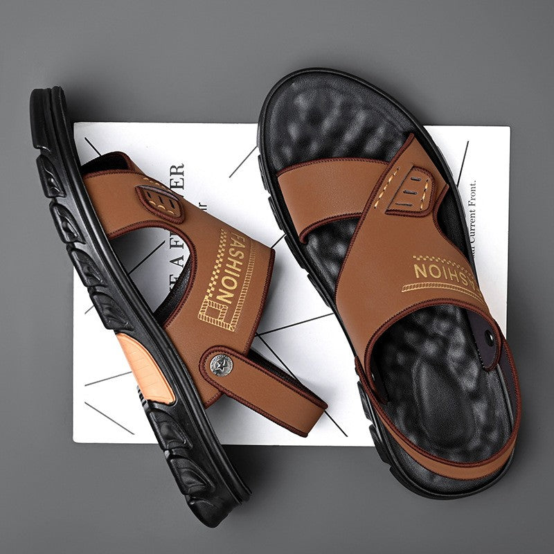 【38-44】Sandale de vară pentru bărbați, din piele, moi, confortabile, casual, sandale de plajă