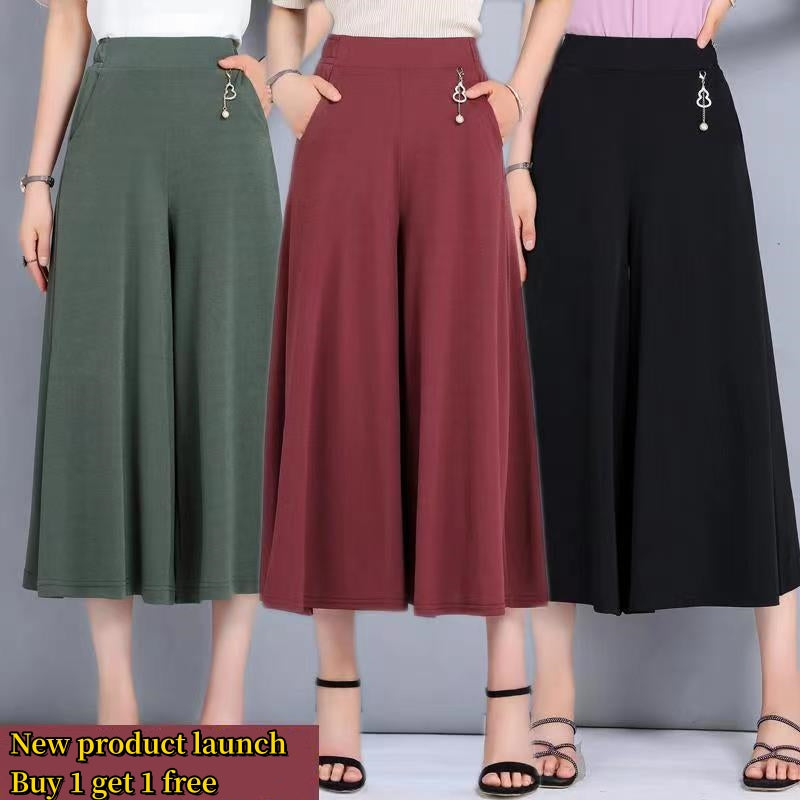 💞【M-5XL】Dámské letní kalhoty volného střihu pro větší velikosti – kalhoty Ice Silk