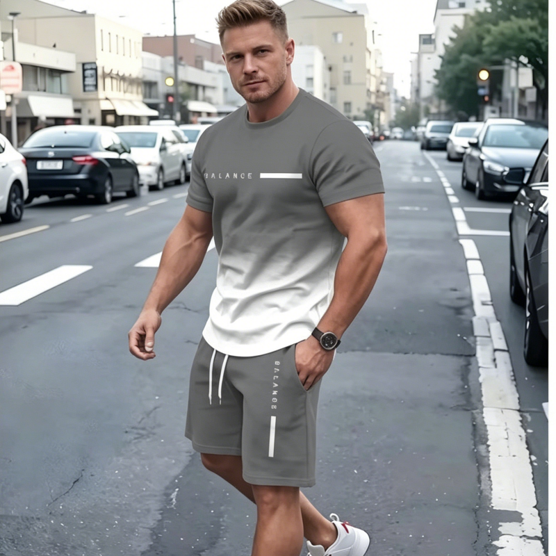😍50% sleva😍【M-5XL】Nový pánský módní letní set s krátkým rukávem z čisté bavlny, vícebarevný, 2026