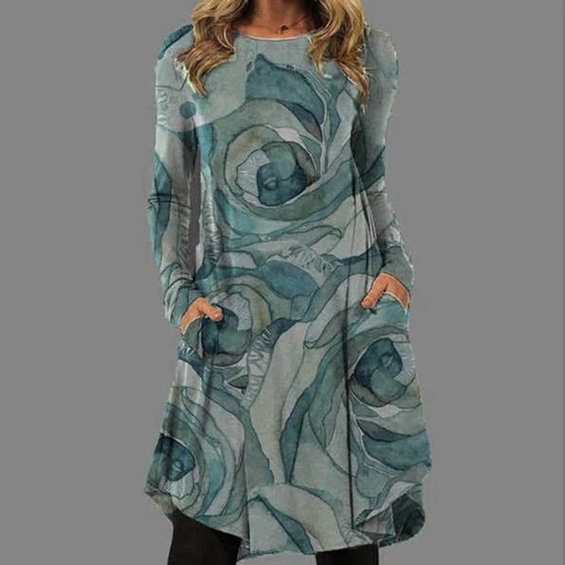 Nová móda podzimu 2025 a elegantní retro tištěné dámské šaty A-line [S-5XL]