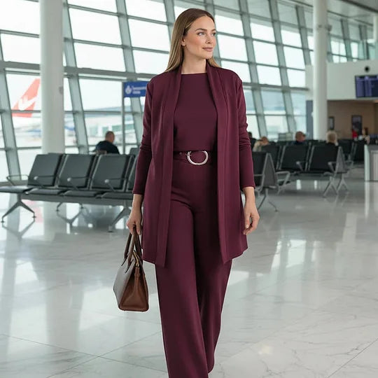 ⏳Speciální časově omezená nabídka⏰Elegantní 3-dílná souprava včetně dlouhého kardiganu, topu a kalhot💞