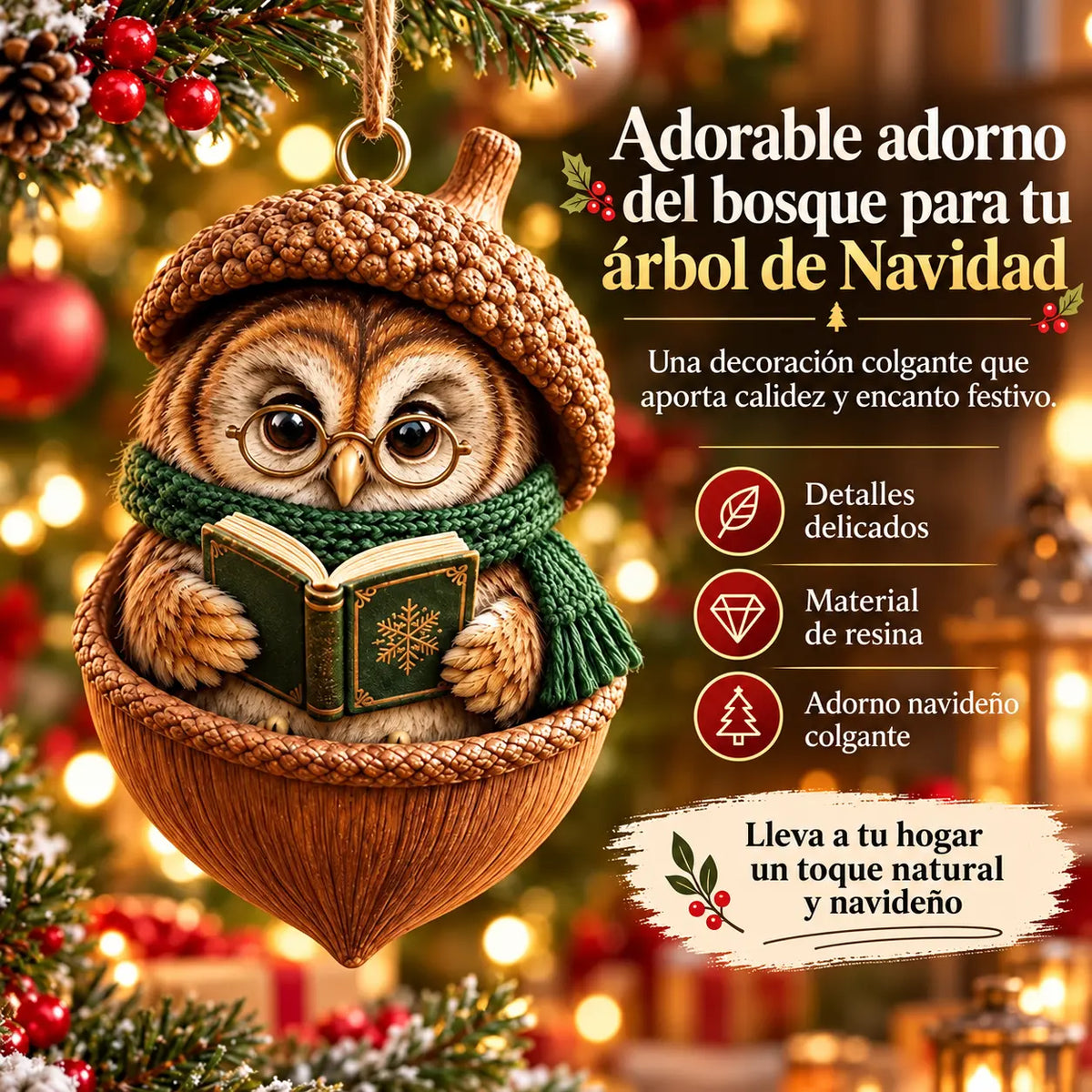 🎉【Compra 6 y llévate 6 gratis】12 unidades por 28 euros🤩 🎁Nuevo diseño navideño en acrílico 2D con animales en forma de piña.