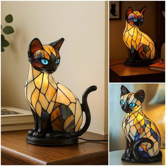 🐱Jedinečný dizajn - živicová umelecká lampa v tvare mačky - perfektná voľba darčeka