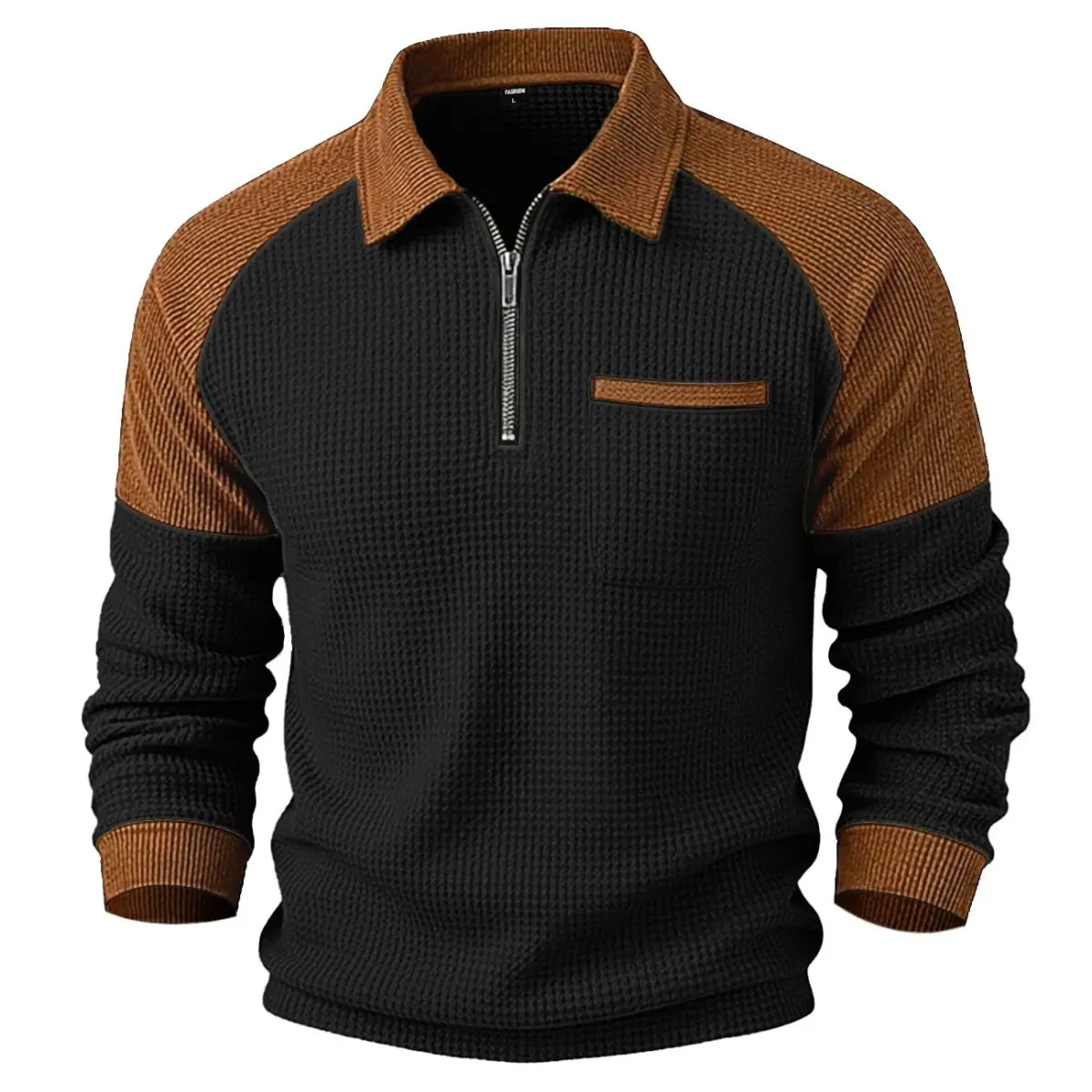 👕【S–3XL】Pánská mikina s rolákem a vzorem vaflového úpletu✨🧥