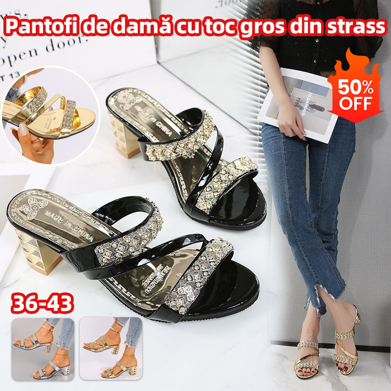 👡Módne diamantové papuče na vysokom podpätku