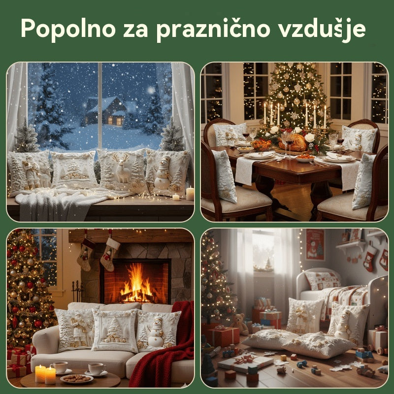 🎅🎄Prevleka za vzglavnik z božično tematiko 【4-delni komplet】