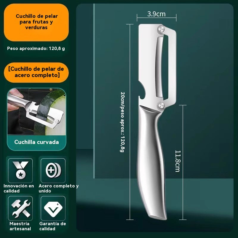 🔥【 ¡Pelador + Abridor de Botellas en Uno!】Pelador de acero inoxidable engrosado para uso en la cocina.