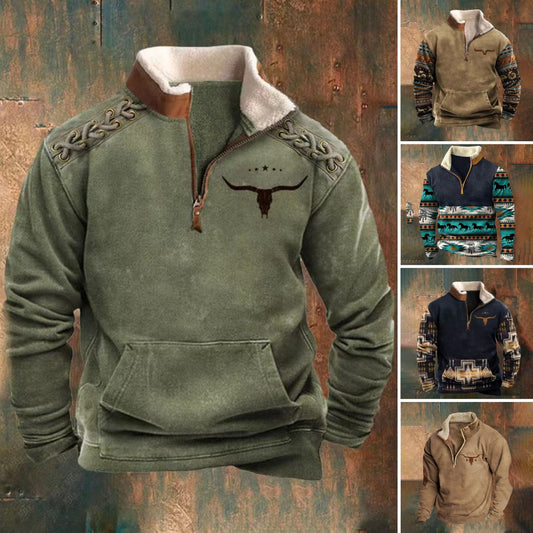 👕【S-4XL】Podzimní a zimní pánský módní teplý svetr s dlouhým rukávem, vytištěný 3D tiskem