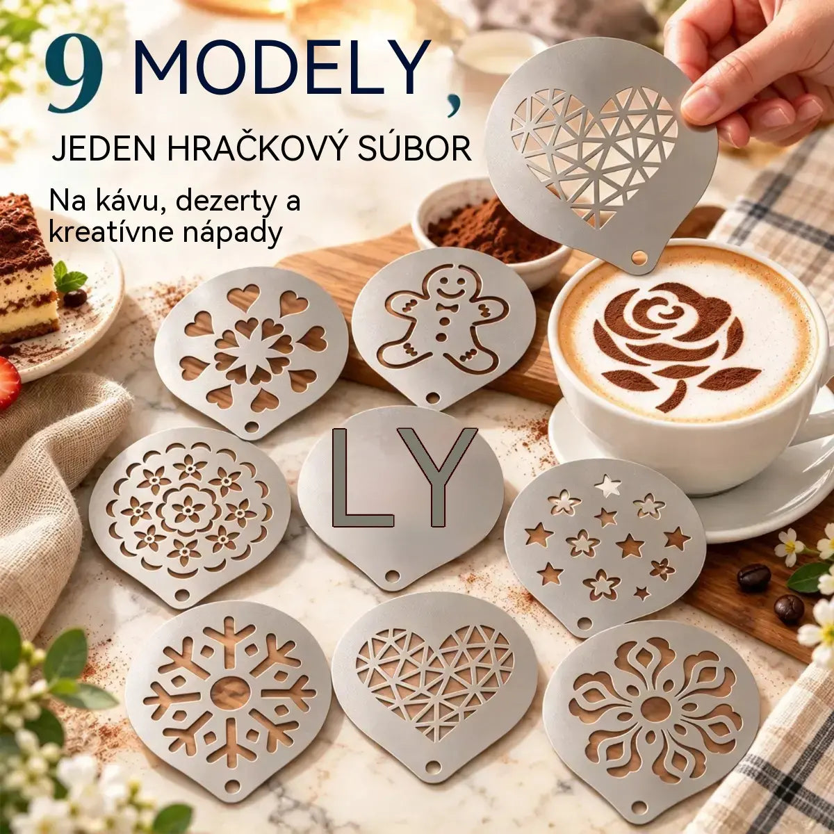 ✨9 položek za 560 Kč☕ Nerezová oceľová forma na kávové latte art