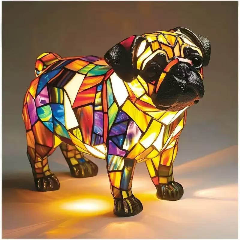 🐱🐶Živicové ozdoby, LED nočné svetlo, umenie, soška zvieraťa, kreatívna dekorácia do kancelárie, domova, vypínač s USB zásuvkou