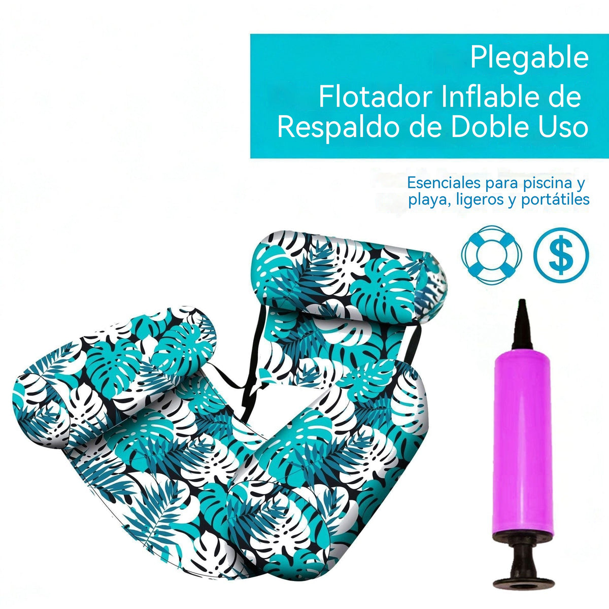 Envío gratis 💦📢 Sofá flotante plegable con respaldo + bomba de aire