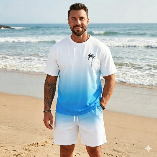 Doprava zdarma 🌴【S-5XL】Nový letní pánský oblek s potiskem trička a kraťasů, volný ležérní vzhled